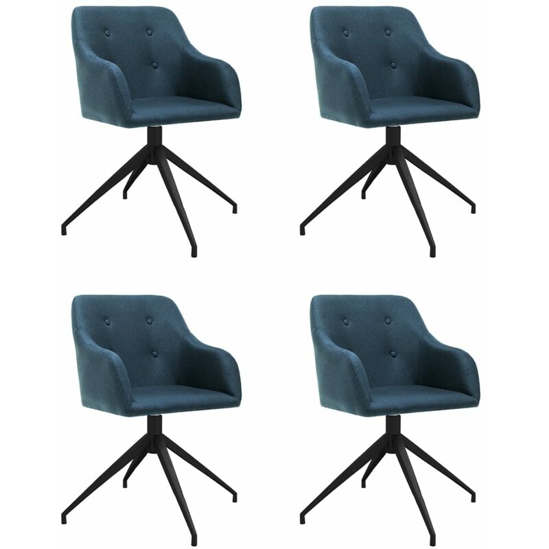 

vidaXL Sillas de comedor giratorias 4 unidades tela azul - Azul