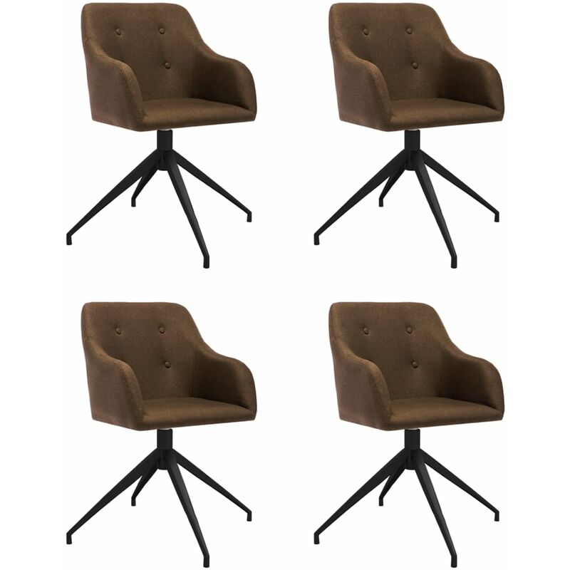 

vidaXL Sillas de comedor giratorias 4 unidades tela marrón - Marrón
