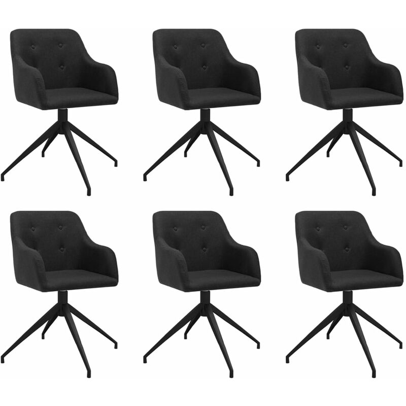 

vidaXL Sillas de comedor giratorias 6 unidades tela negro - Negro