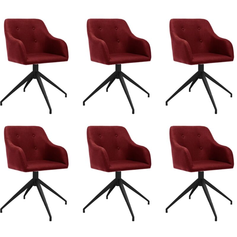 

vidaXL Sillas de comedor giratorias 6 unidades tela rojo vino tinto - Rojo