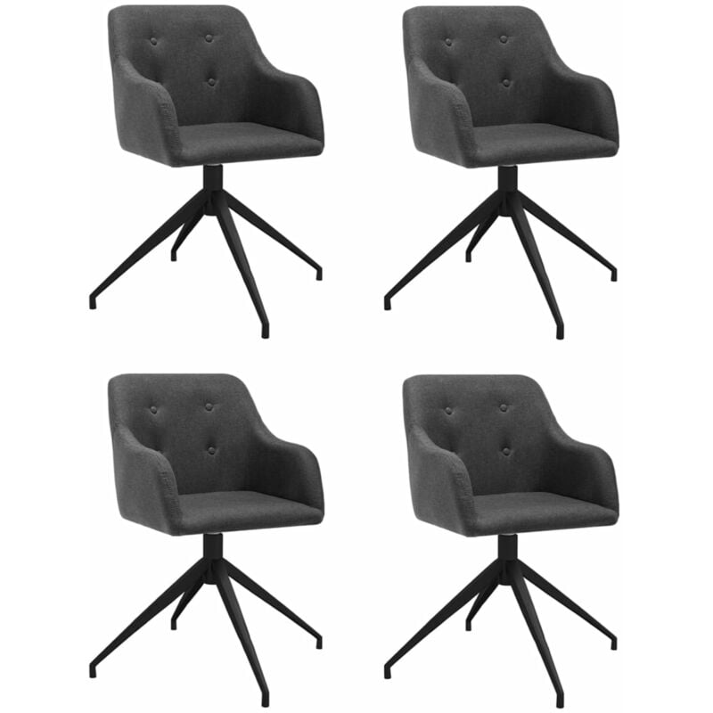 

vidaXL Sillas de comedor giratorias 4 unidades tela gris oscuro - Gris