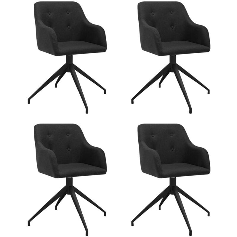 

vidaXL Sillas de comedor giratorias 4 unidades tela negro - Negro