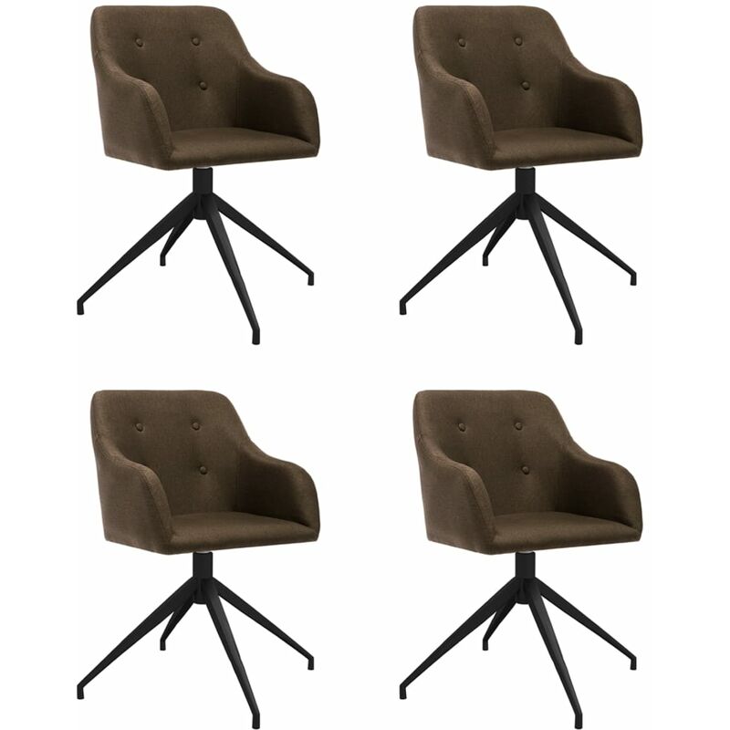 

vidaXL Sillas de comedor giratorias 4 unidades tela marrón oscuro - Marrón
