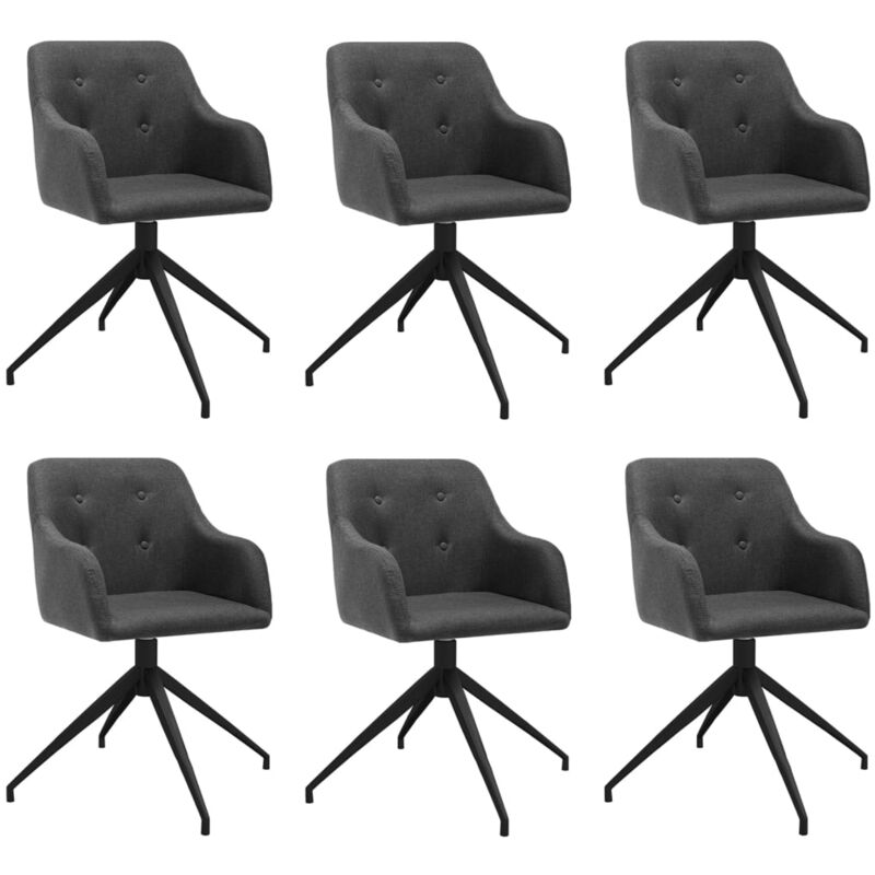 

vidaXL Sillas de comedor giratorias tela 6 unidades gris oscuro - Gris