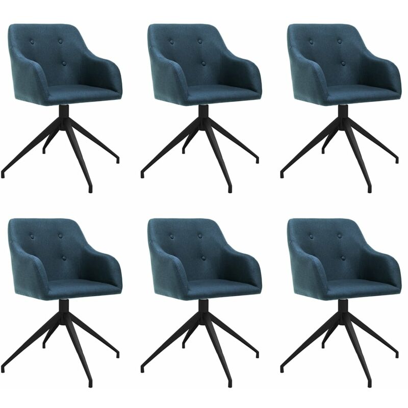 

vidaXL Sillas de comedor giratorias 6 unidades tela azul - Azul