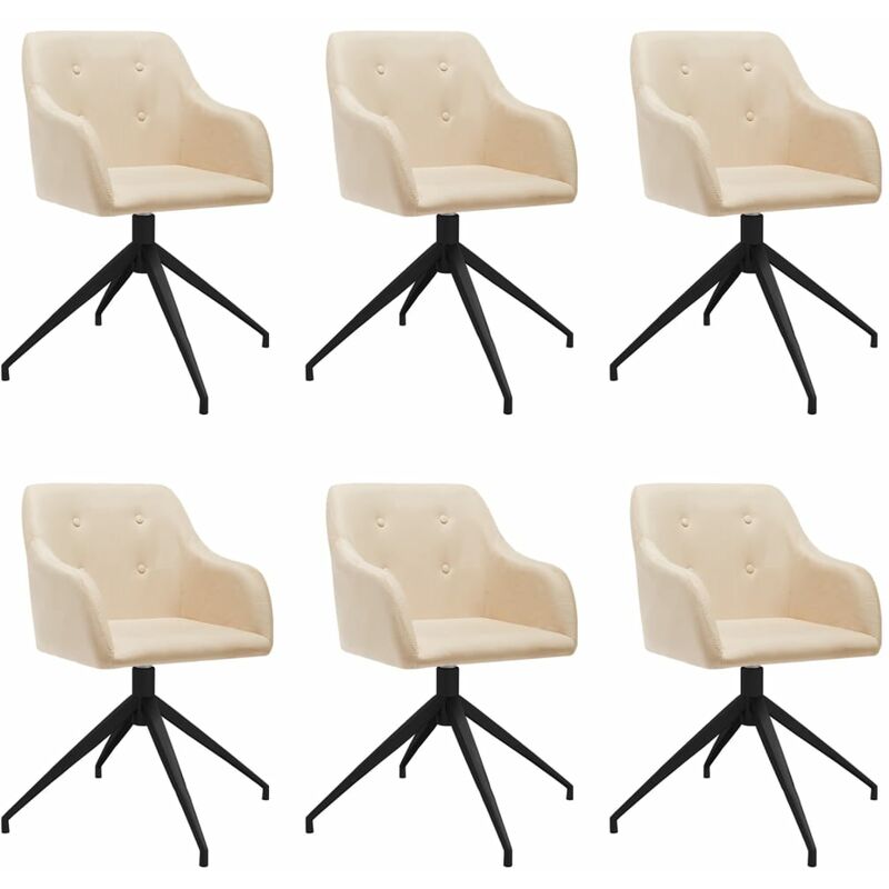 

vidaXL Sillas de comedor giratorias tela 6 unidades color crema - Crema