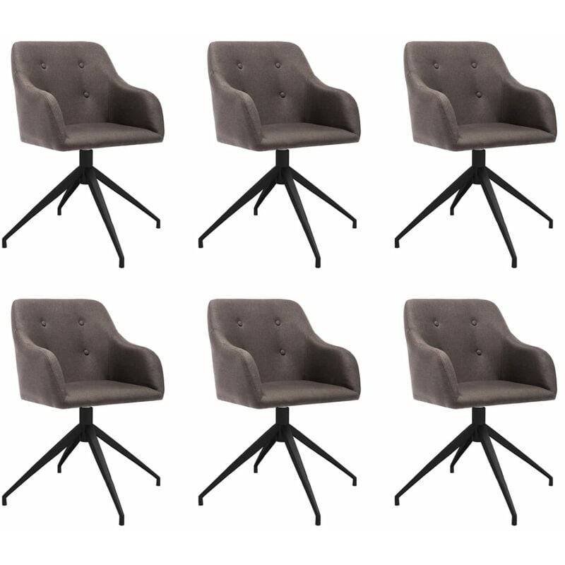 

vidaXL Sillas de comedor giratorias 6 unidades tela color gris taupe - Gris Topo