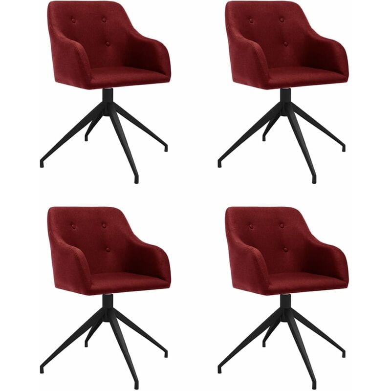 

vidaXL Sillas de comedor giratorias tela 4 unidades rojo vino tinto - Rojo