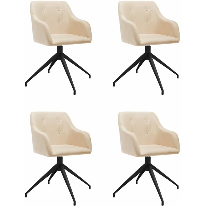 

vidaXL Sillas de comedor giratorias 4 unidades tela color crema - Crema