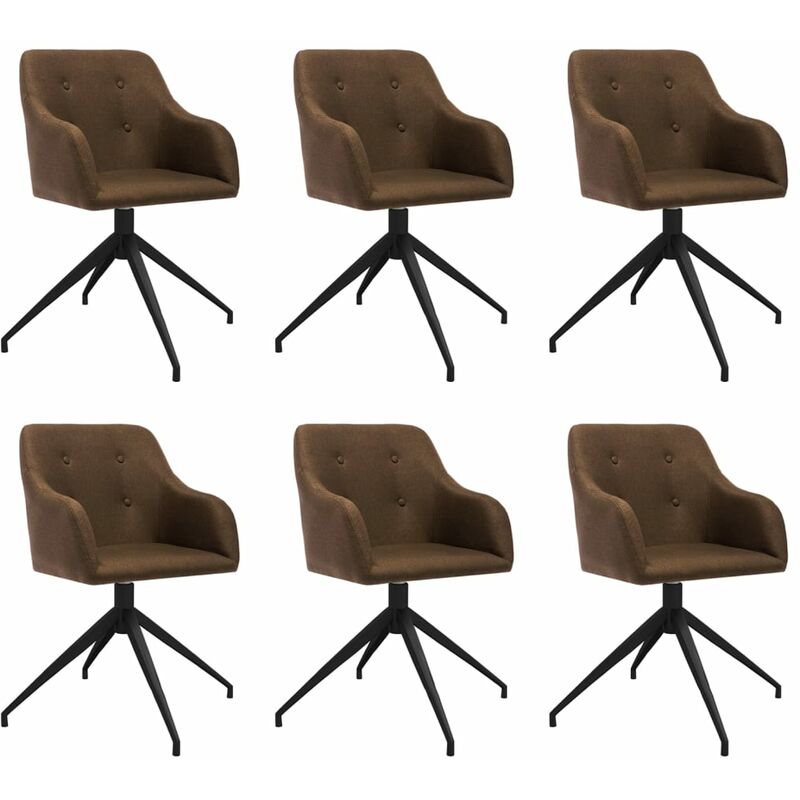 

vidaXL Sillas de comedor giratorias tela 6 unidades marrón - Marrón