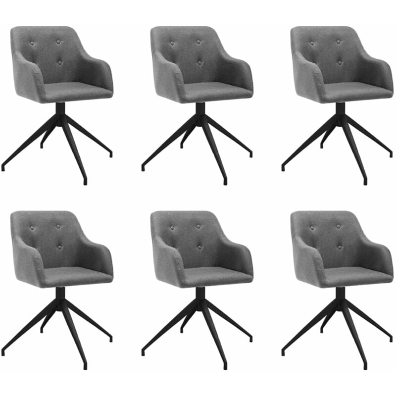 

vidaXL Sillas de comedor giratorias 6 unidades tela gris claro - Gris