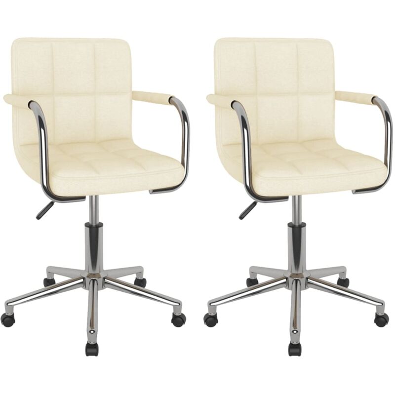 

vidaXL Sillas de comedor giratorias tela 2 unidades color crema - Crema