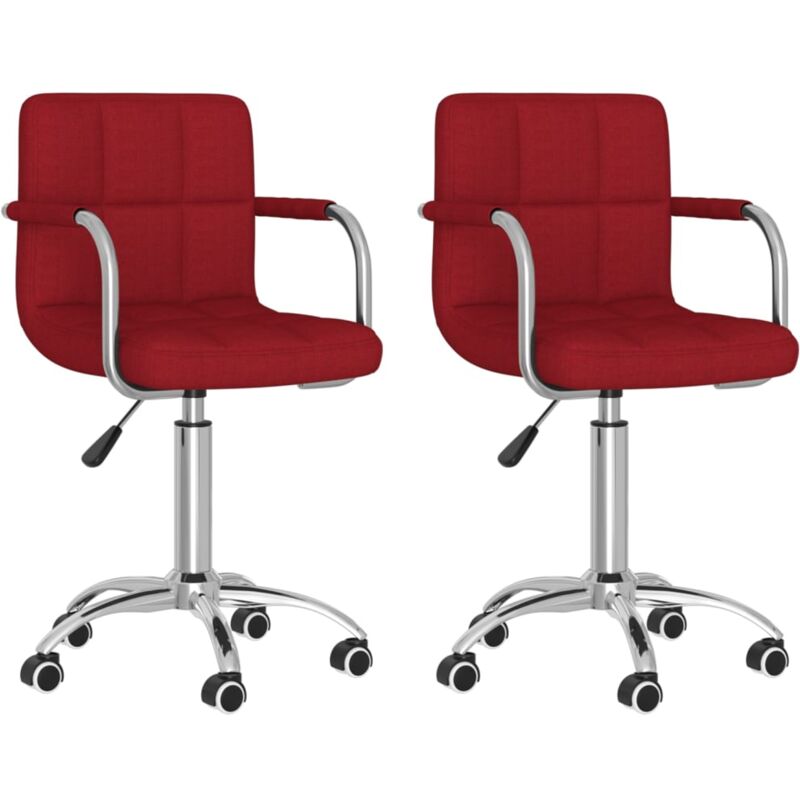 

vidaXL Sillas de comedor giratorias tela 2 uds rojo vino tinto - Rojo