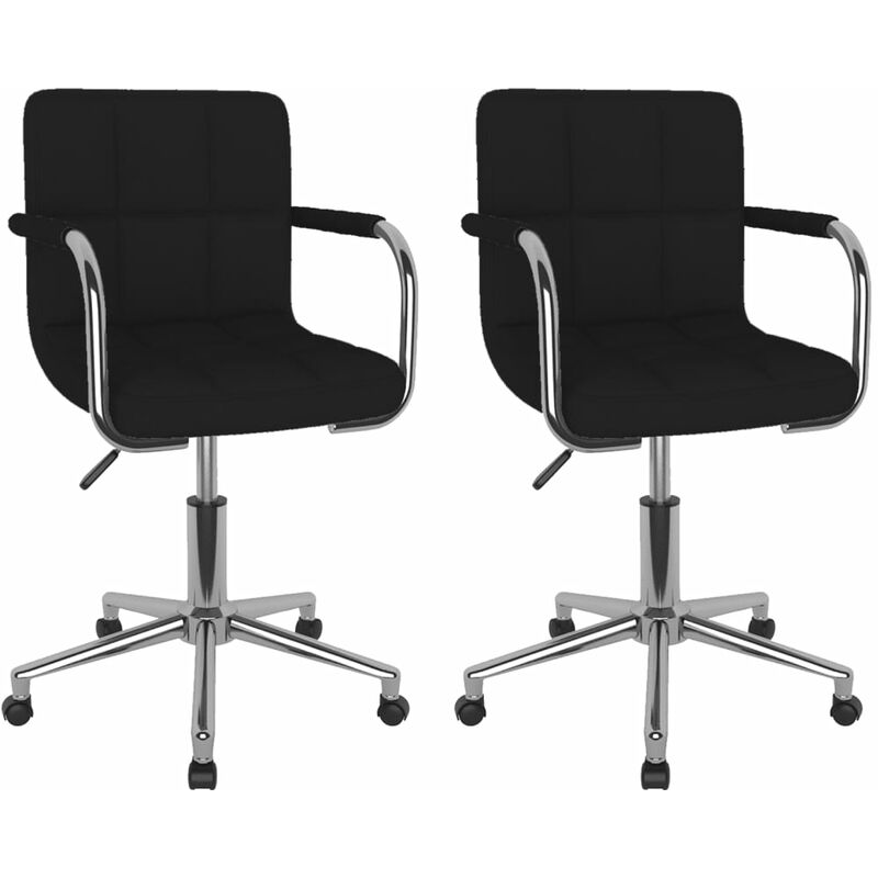 

vidaXL Sillas de comedor giratorias tela 2 unidades negro - Negro