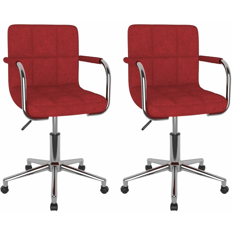 

vidaXL Sillas de comedor giratorias tela 2 unidades rojo vino tinto - Rojo