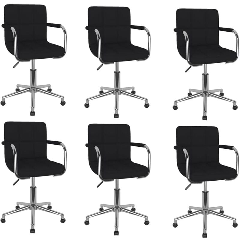 

vidaXL Sillas de comedor giratorias tela 6 unidades negro - Negro