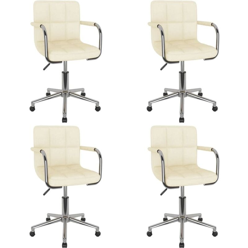 

vidaXL Sillas de comedor giratorias tela 4 unidades color crema - Crema