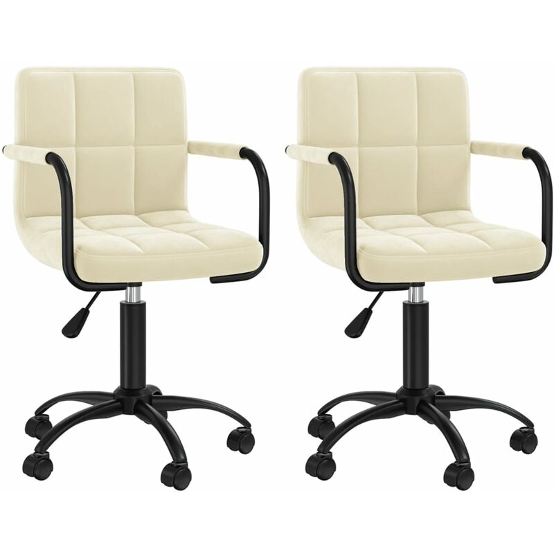 

vidaXL Sillas de comedor giratorias de terciopelo 2 uds crema - Crema
