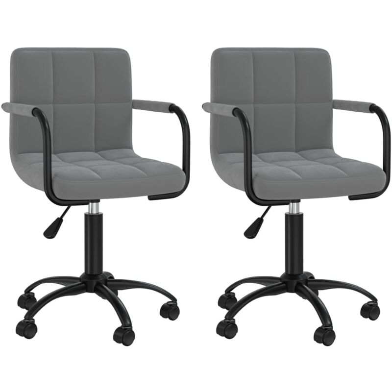 

vidaXL Sillas de comedor giratorias de terciopelo 2 uds gris oscuro - Gris