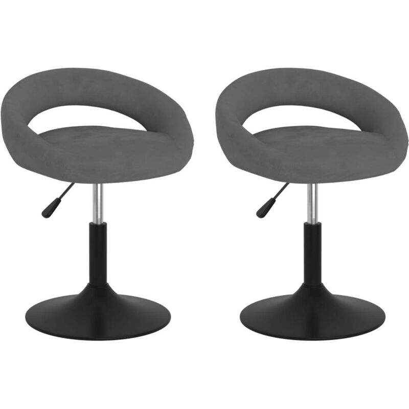 

vidaXL Sillas de comedor giratorias de terciopelo 2 uds gris oscuro - Gris