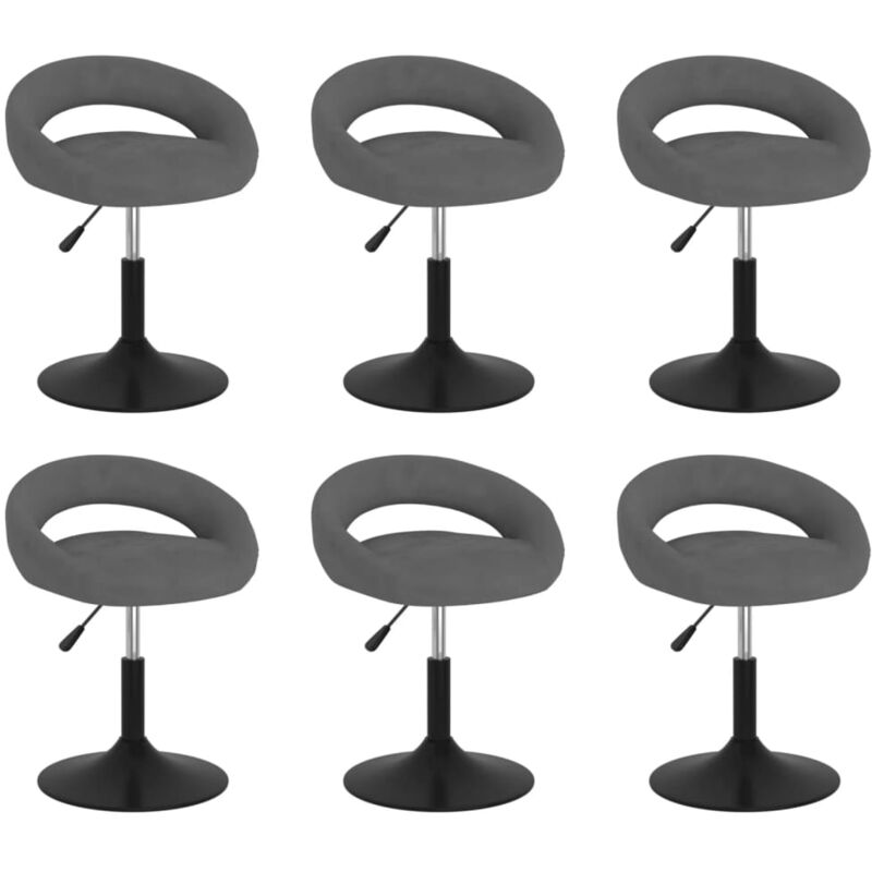 

vidaXL Sillas de comedor giratorias de terciopelo 6 uds gris oscuro - Gris