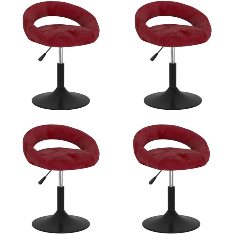 

vidaXL Sillas de comedor giratorias de terciopelo 4 uds rojo vino tinto - Rojo