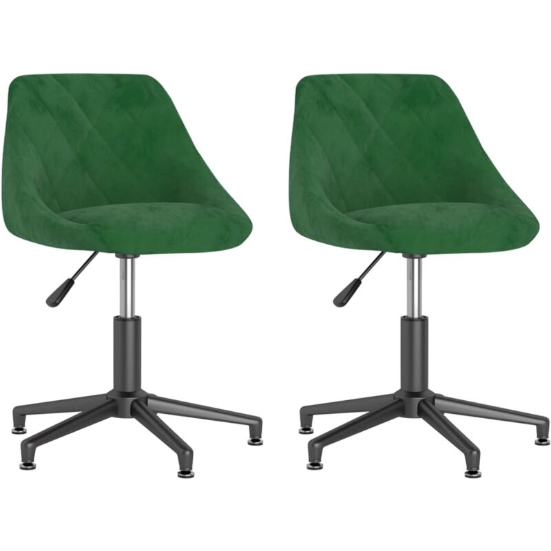 

vidaXL Sillas de comedor giratorias 2 unidades terciopelo verde oscuro - Verde