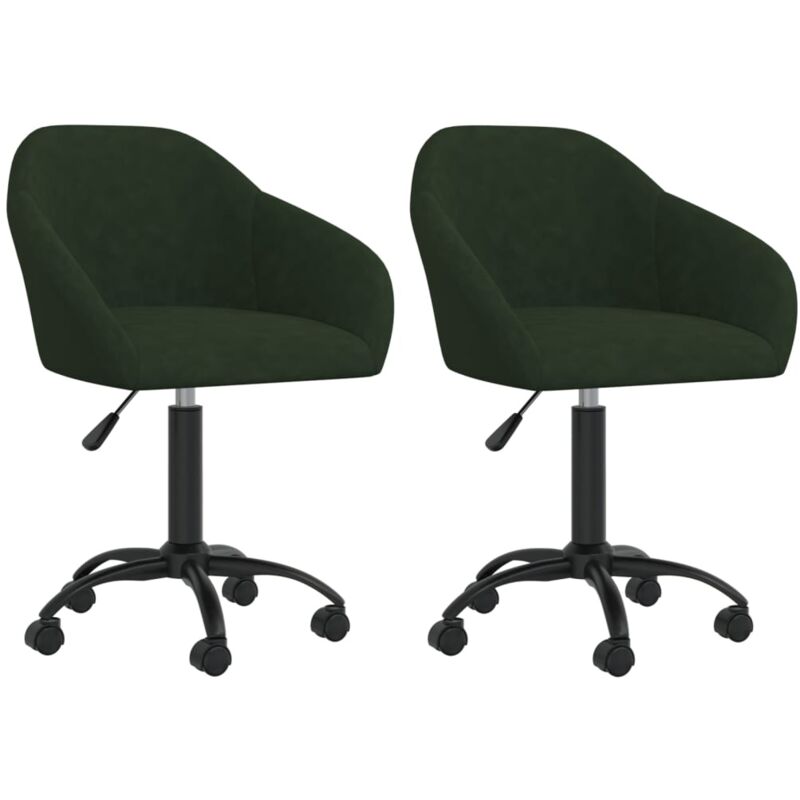 

vidaXL Sillas de comedor giratorias 2 unidades terciopelo verde oscuro - Verde
