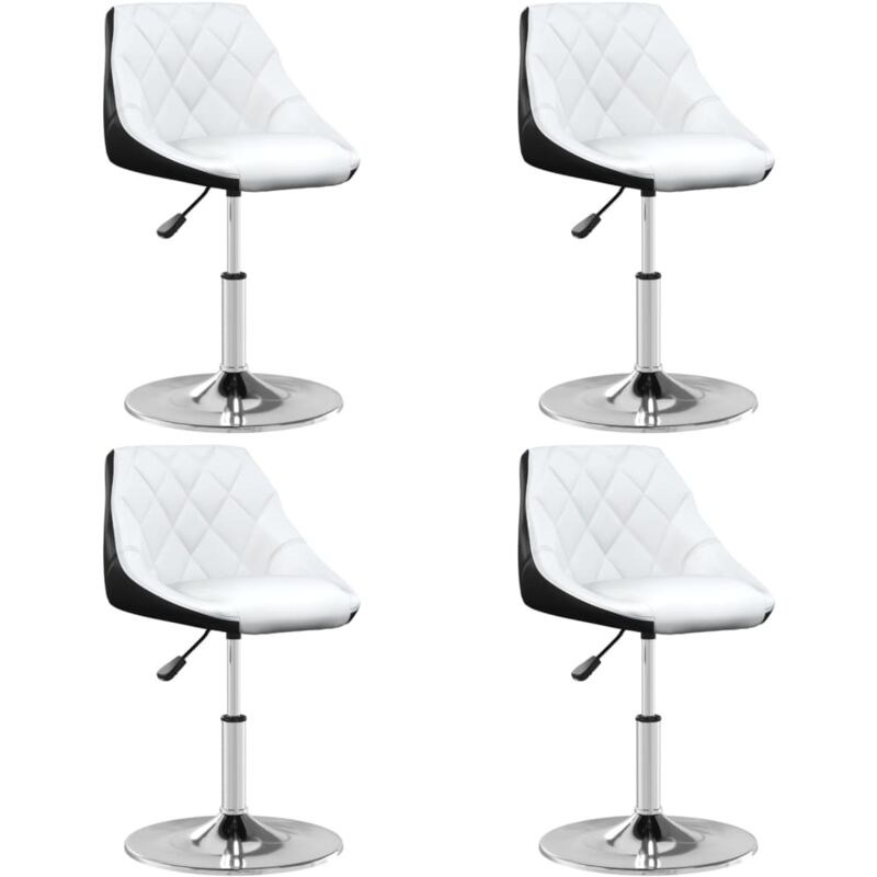 

vidaXL Sillas de comedor giratorias 4 uds cuero sintético blanca negra - Blanco