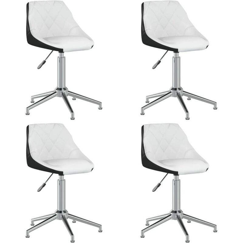 

vidaXL Sillas de comedor giratorias 4 uds cuero sintético blanca negra - Blanco