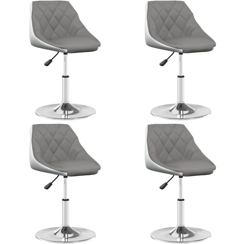 

vidaXL Sillas de comedor giratorias 4 uds cuero sintético gris blanco - Gris