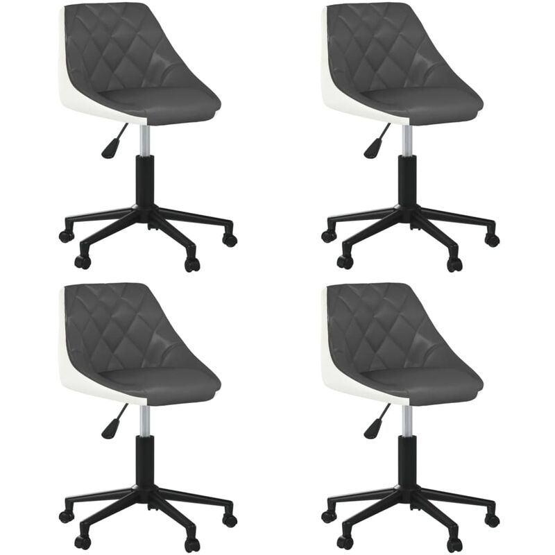 

vidaXL Sillas de comedor giratorias 4 uds cuero sintético gris blanco - Gris