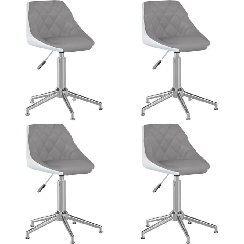 

vidaXL Sillas de comedor giratorias 4 uds cuero sintético gris blanco - Gris