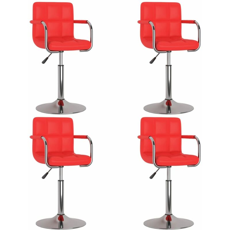 

vidaXL Sillas de comedor giratorias 4 uds cuero sintético rojo - Rojo