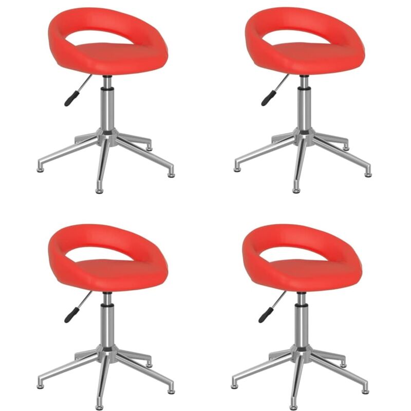 

vidaXL Sillas de comedor giratorias 4 uds cuero sintético rojo - Rojo