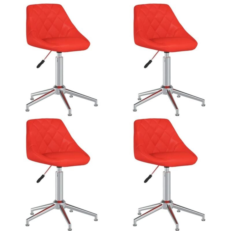 

vidaXL Sillas de comedor giratorias 4 uds cuero sintético rojo - Rojo