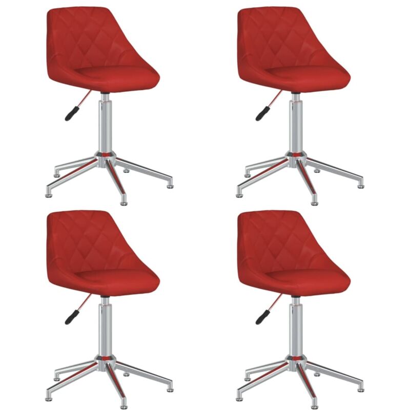 

vidaXL Sillas de comedor giratorias 4 uds cuero sintético rojo tinto - Rojo