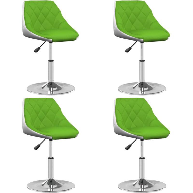 

vidaXL Sillas de comedor giratorias 4 uds cuero sintético verde blanco - Verde