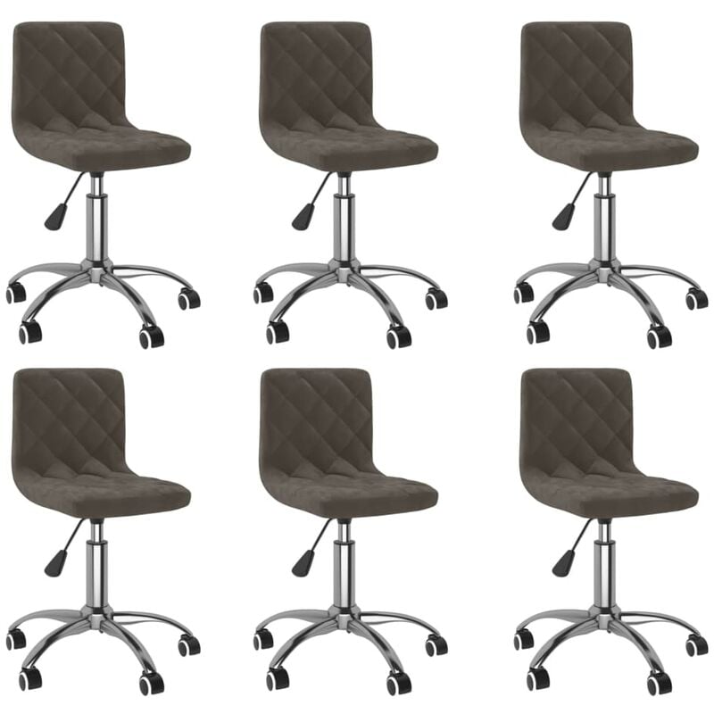 

vidaXL Sillas de comedor giratorias de terciopelo 6 unidades gris oscuro - Gris