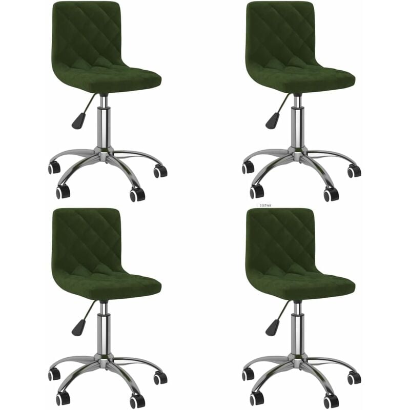 

vidaXL Sillas de comedor giratorias de terciopelo 4 unidades verde oscuro - Verde