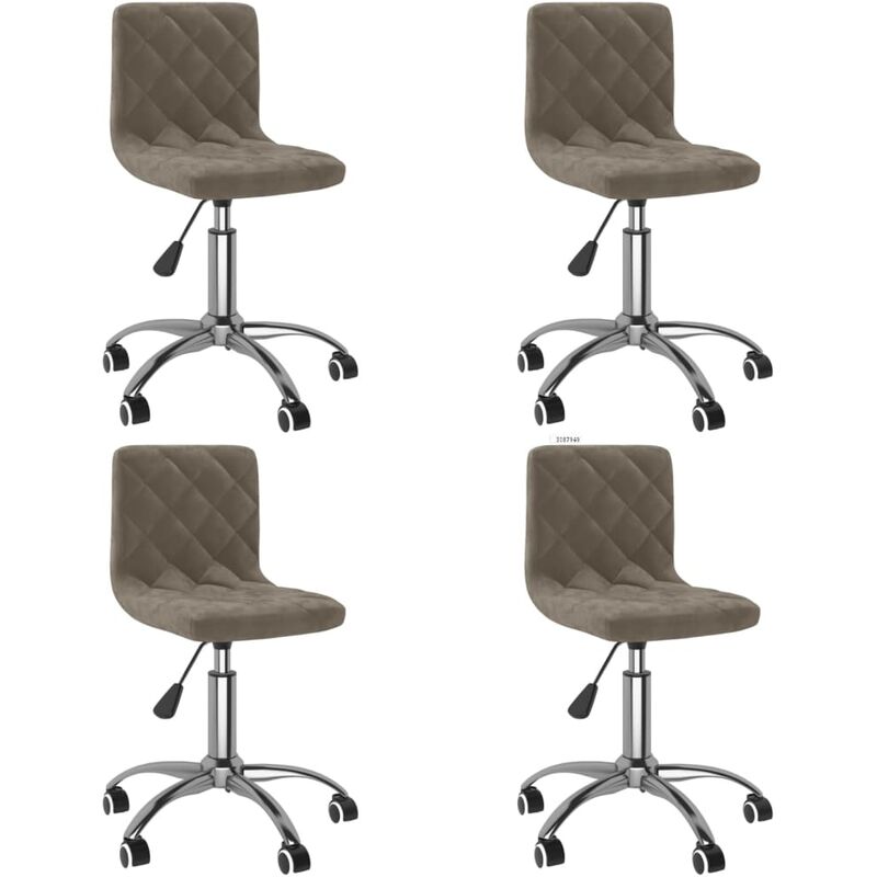 

vidaXL Sillas de comedor giratorias de terciopelo 4 unidades gris claro - Gris