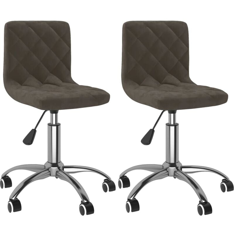 

vidaXL Sillas de comedor giratorias de terciopelo 2 unidades gris oscuro - Gris