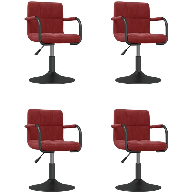 

vidaXL Sillas de comedor giratorias 4 uds terciopelo rojo vino tinto - Rojo