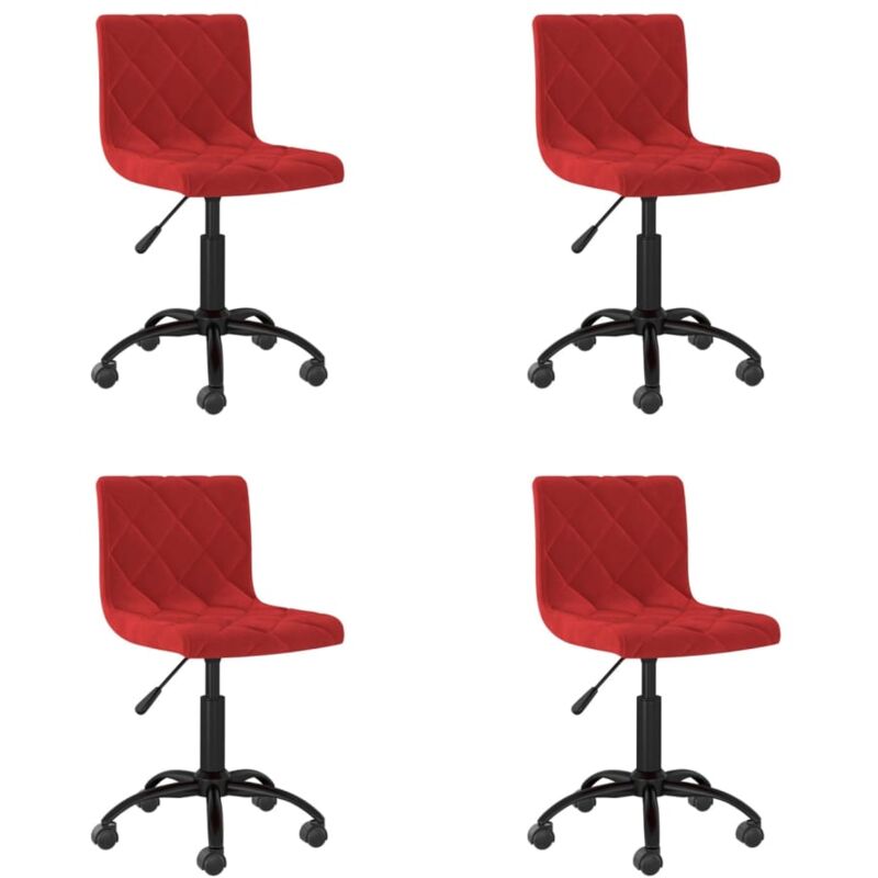 

vidaXL Sillas de comedor giratorias 4 uds terciopelo rojo vino tinto - Rojo