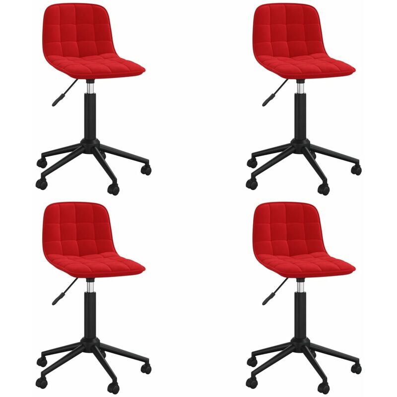 

vidaXL Sillas de comedor giratorias 4 uds terciopelo rojo vino tinto - Rojo