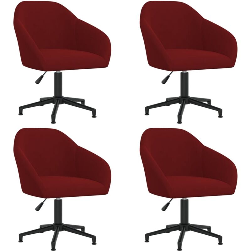 

vidaXL Sillas de comedor giratorias 4 uds terciopelo rojo vino tinto - Rojo