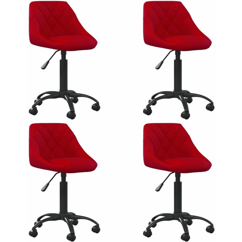 

vidaXL Sillas de comedor giratorias 4 uds terciopelo rojo vino tinto - Rojo
