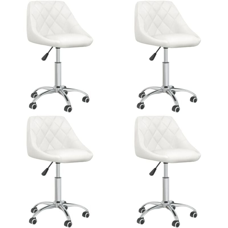 

vidaXL Sillas de comedor giratorias 4 unidades cuero sintético blanco - Blanco