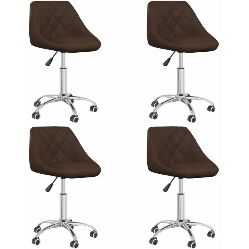 

vidaXL Sillas de comedor giratorias 4 unidades cuero sintético marrón - Marrón