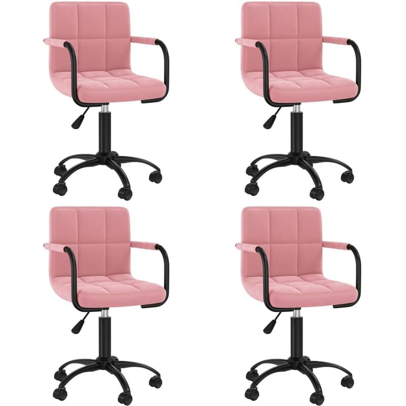 

vidaXL Sillas de comedor giratorias 4 unidades de terciopelo rosa - Rosa